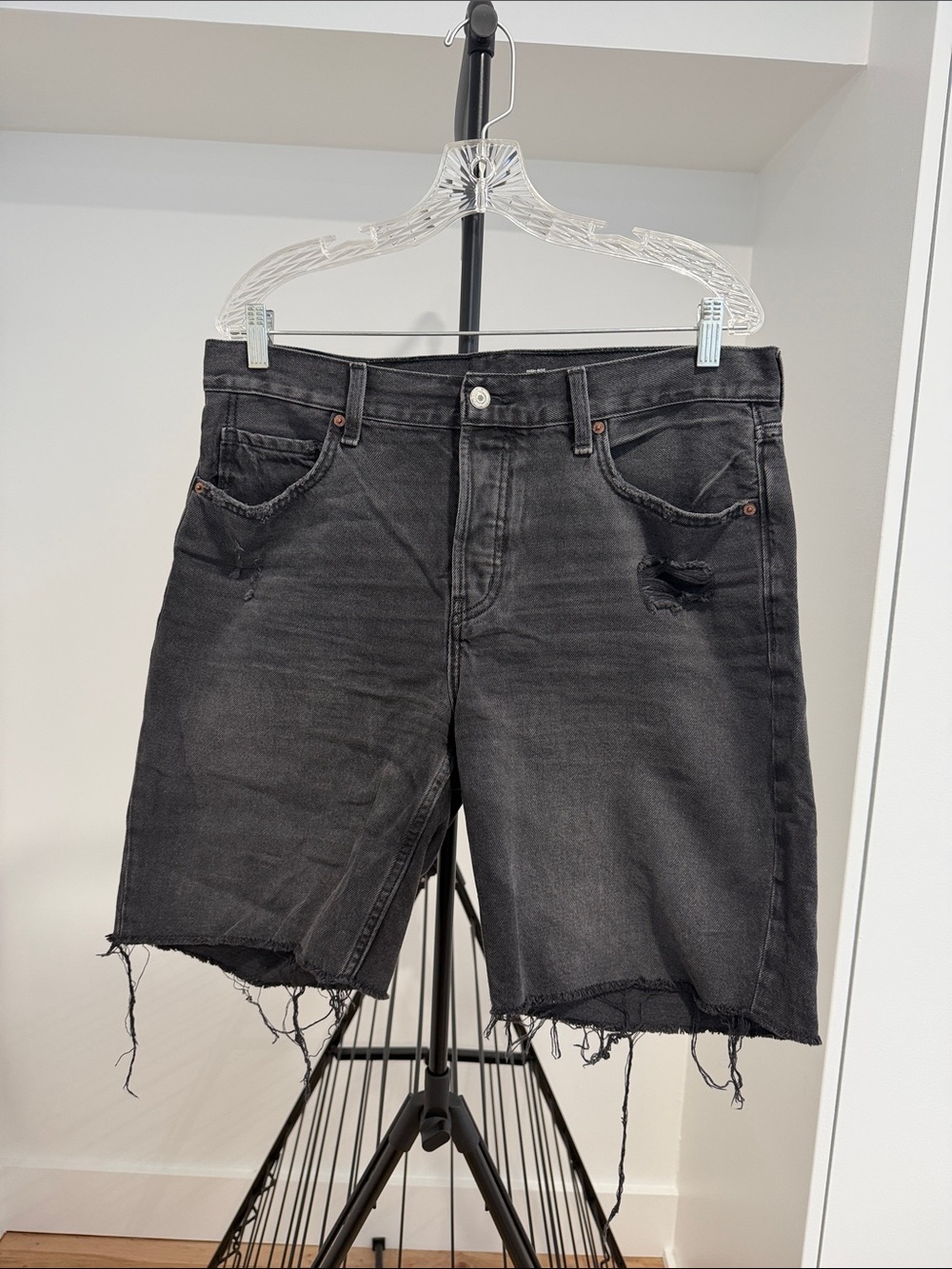High rise slouchy straight jean shorts from Old Navy, 100% cotton, size 10
